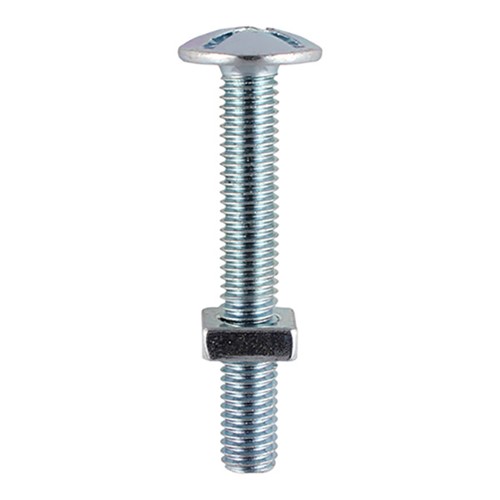 Timco M6 x 60mm Roofing Bolt & Square Nut Zinc - Pack 6