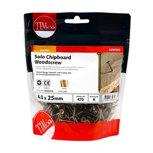 Timco 4.0 x 25mm Double Countersunk PZ Solo Woodscrew Yellow - Bag 470
