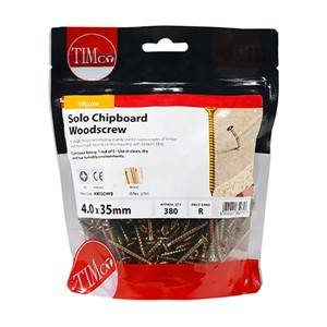 Timco 4.0 x 35mm Double Countersunk PZ Solo Woodscrew Yellow - Bag 380