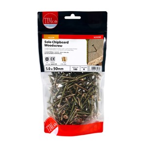 Timco 5.0 x 50mm Double Countersunk PZ Solo Woodscrew Yellow - Bag 180