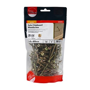 Timco 5.0 x 60mm Double Countersunk PZ Solo Woodscrew Yellow - Bag 160
