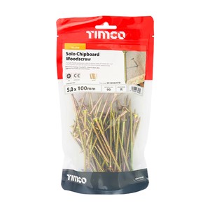 Timco 5.0 x 100mm Double Countersunk PZ Solo Woodscrew Yellow - Bag 90