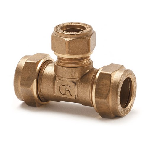 Express Compression Brass Reduced Centre Branch Tee 22mm x 22mm x 15mm