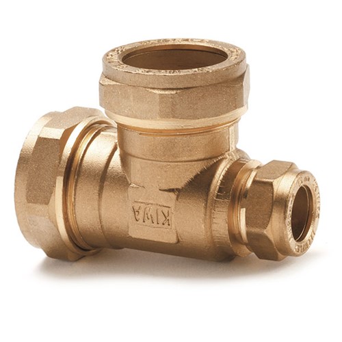Express Compression Brass Reduced End Branch Tee 22mm x 15mm x 22mm