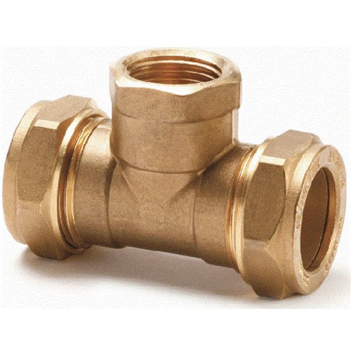 Express Compression Brass Female Iron Centre Branch Tee 15mm x 15mm x 1/2"