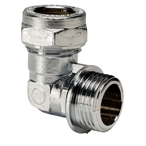 Express Compression Chrome 90 Degree Male Iron Elbow - Parallel 15mm x 1/2"