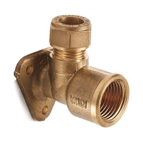 Express Compression Brass Wallplate Elbow 15mm x 1/2"