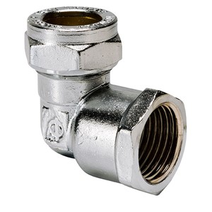 Express Compression Chrome 90 Degree Female Iron Elbow - Parallel 15mm x 1/2"
