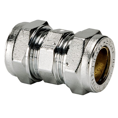 Express Compression Chrome Straight Coupling 15mm