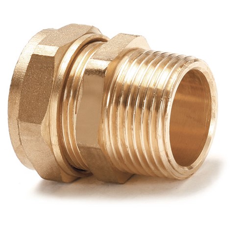Express Compression Brass Straight Male Iron Coupling - Taper 10mm x 1/4"