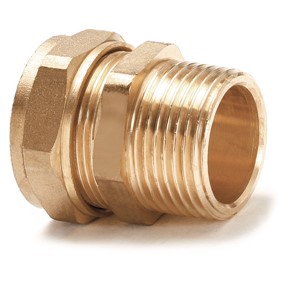 Express Compression Brass Straight Male Iron Coupling - Taper 28mm x 1"
