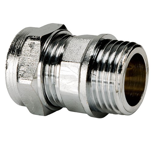 Express Compression Chrome Straight Male Iron Coupling - Parallel 15mm x 1/2"