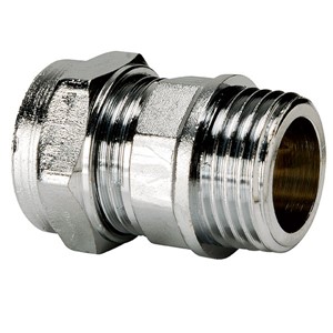 Express Compression Chrome Straight Male Iron Coupling - Parallel 15mm x 1/2"