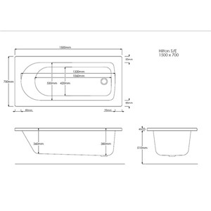 Nu 1500mm x 700mm Single Ended Bath - White