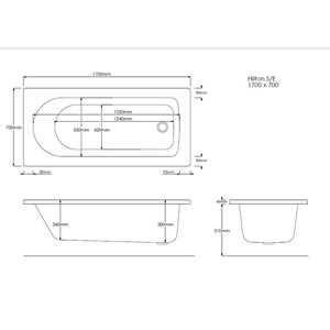Nu 1700mm x 700mm Single Ended Bath - White