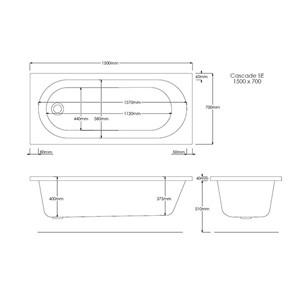Xi 1500mm x 700mm Single Ended Bath - White
