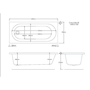 Xi 1600mm x 700mm Single Ended Bath - White