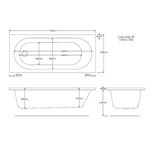 Xi 1700mm x 700mm Single Ended Bath - White