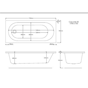 Xi 1700mm x 750mm Single Ended Bath - White