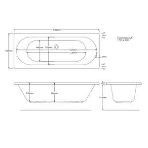 Omicron 1700mm x 750mm Double Ended Bath - White