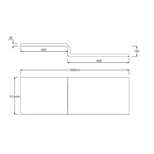 Tau 1500mm L Shaped Bath Panel - White
