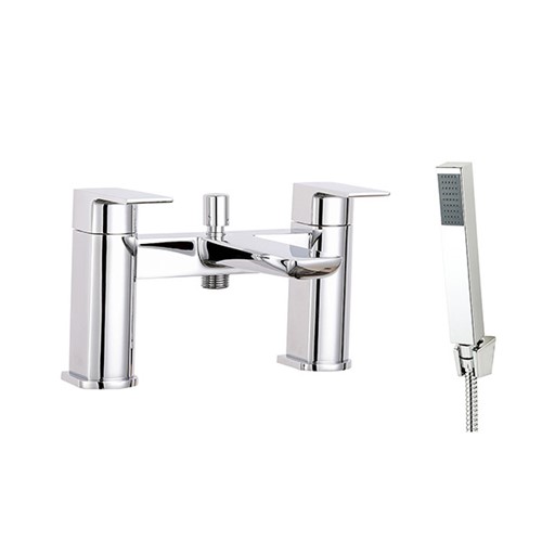 Chi 2 Tap Hole Bath Shower Mixer with Slide Rail & Shower Head - Chrome