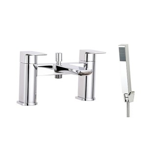 Chi 2 Tap Hole Bath Shower Mixer with Slide Rail & Shower Head - Chrome