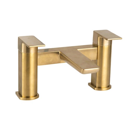 Chi 2 Tap Hole Bath Filler with One Spout - PVD Coated Brushed Brass