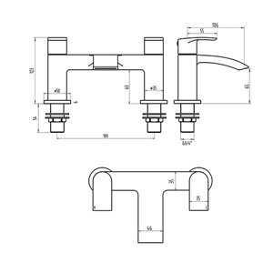 Psi 2 Tap Hole Bath Filler with One Spout - Chrome