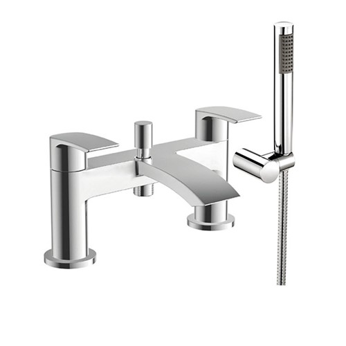 Psi 2 Tap Hole Bath Shower Mixer with Slide Rail & Shower Head - Chrome