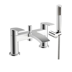 Psi 2 Tap Hole Bath Shower Mixer with Slide Rail & Shower Head - Chrome