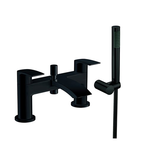 Psi 2 Tap Hole Bath Shower Mixer with Slide Rail & Shower Head - Electroplated Black