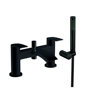 Psi 2 Tap Hole Bath Shower Mixer with Slide Rail & Shower Head - Electroplated Black