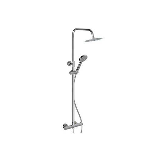 Omega Column Shower with Rail, Hose & Round Head - Chrome