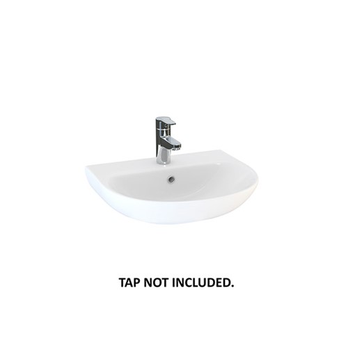 Delta Round 450mm 1 Tap Hole Basin - White