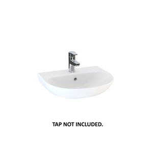 Delta Round 450mm 1 Tap Hole Basin - White