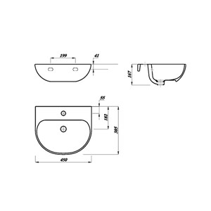 Delta Round 450mm 1 Tap Hole Basin - White