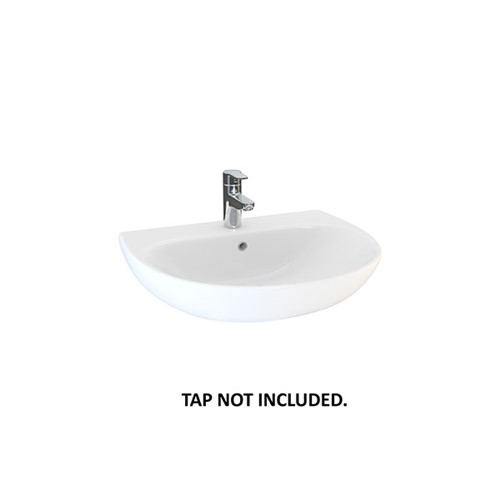 Delta Round 550mm 1 Tap Hole Basin - White