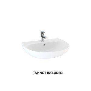 Delta Round 550mm 1 Tap Hole Basin - White