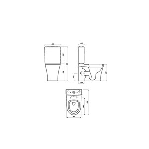 Delta Rimless Round Close Coupled Closed Back WC Pan & Dual Flush Cistern & Slim Soft Close Seat - White