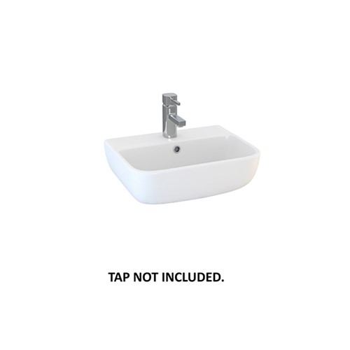 Epsilon Square 450mm Thin Lipped 1 Tap Hole Basin - White