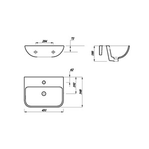 Epsilon Square 450mm Thin Lipped 1 Tap Hole Basin - White