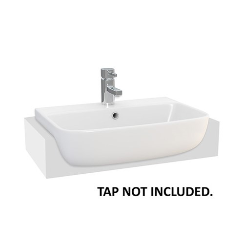 Epsilon Square 550mm 1 Tap Hole Semi Recessed Basin - White
