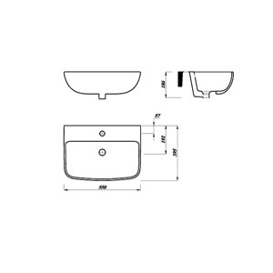 Epsilon Square 550mm 1 Tap Hole Semi Recessed Basin - White