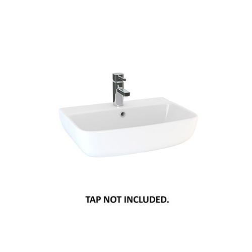 Epsilon Square 550mm Thin Lipped 1 Tap Hole Basin - White