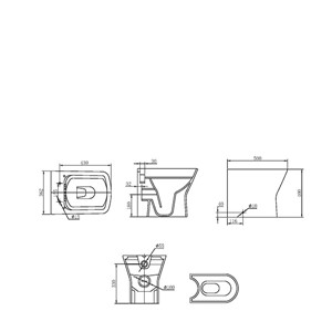 Epsilon Square Back to Wall WC Pan & Sandwich Soft Close Seat - White