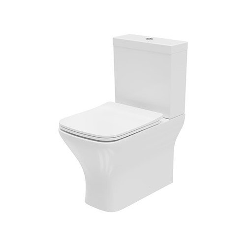Epsilon Square Close Coupled Closed Back WC Pan & Dual Flush Cistern & Sandwich Soft Close Seat - White