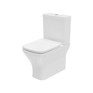 Epsilon Square Close Coupled Closed Back WC Pan & Dual Flush Cistern & Sandwich Soft Close Seat - White