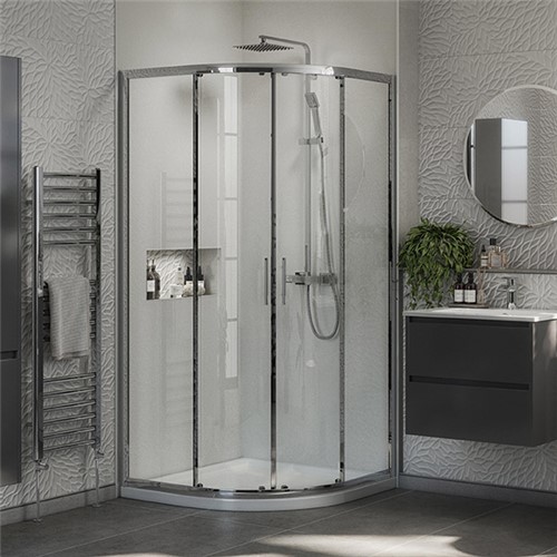 Beta 900mm x 900mm 2 Door Quadrant Shower Enclosure - Chrome