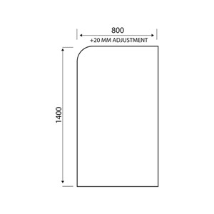 Beta 800mm x 1400mm Half Radius Bath Screen